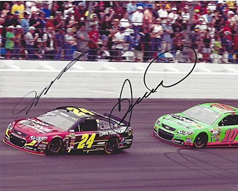 2X AUTOGRAPHED Jeff Gordon & Danica Patrick 2015 Drive to End Hunger/GoDaddy Team ON-TRACK RACING (Sprint Cup Series) Signed Collectible Picture NASCAR 8X10 Inch Glossy Photo with COA