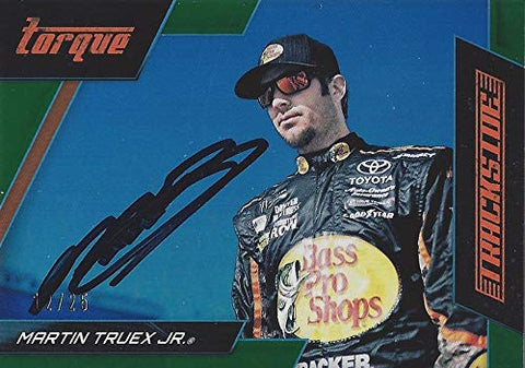 AUTOGRAPHED Martin Truex Jr. 2017 Panini Torque Racing TRACKSIDE (#78 Bass Pro Shops) Rare Green Parallel Insert Signed NASCAR Collectible Trading Card with COA #12/25