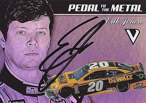 AUTOGRAPHED Erik Jones 2018 Panini Victory Lane Racing PEDAL TO THE METAL (#20 DeWalt Gibbs Toyota) Monster Cup Series Insert Signed NASCAR Collectible Trading Card with COA