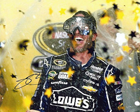 AUTOGRAPHED 2013 Jimmie Johnson #48 Lowe's Racing 6X CHAMPION (Oakley Goggles) Signed 8X10 NASCAR Glossy Photo w/COA