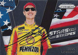 AUTOGRAPHED Joey Logano 2018 Panini Prizm Racing STARS AND STRIPES (#22 Pennzoil Penske Team) Rare Chrome Insert Signed NASCAR Collectible Trading Card with COA