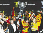 AUTOGRAPHED 2018 Joey Logano #22 Shell Racing MONSTER ENERGY CUP SERIES CHAMPION (Homestead Victory Lane Trophy) Signed Collectible Picture 9X11 Inch NASCAR Glossy Photo with COA
