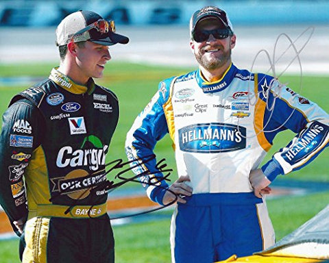 2X AUTOGRAPHED Dale Earnhardt Jr. & Trevor Bayne 2014 Hellmanns/Cargill Racing (Nationwide Series Pre-Race) Signed 8X10 Picture NASCAR Glossy Photo with COA