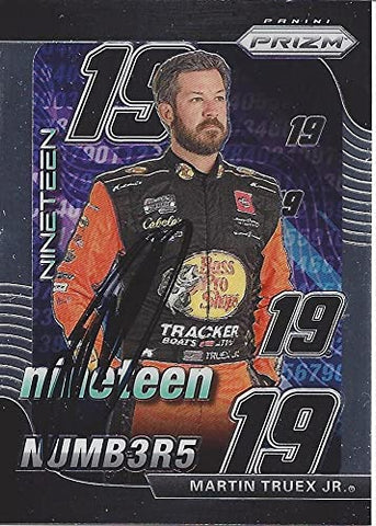 AUTOGRAPHED Martin Truex Jr. 2020 Panini Prizm NUMBERS (#19 Bass Pro Shops Team) Joe Gibbs Racing NASCAR Cup Series Insert Signed Collectible Trading Card with COA