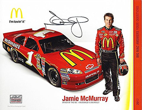 AUTOGRAPHED 2012 Jamie McMurray #1 McDonald's Racing Team (Ganassi) Signed NASCAR Hero Card with COA