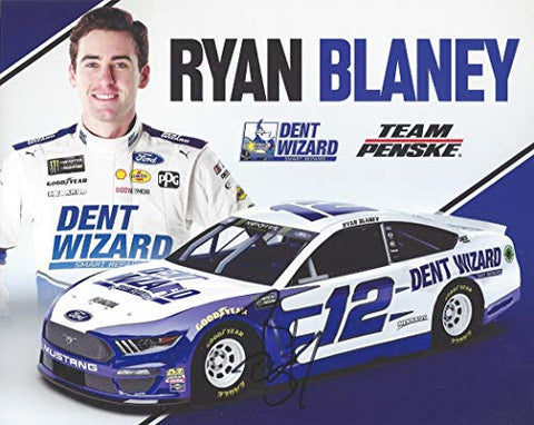 AUTOGRAPHED 2019 Ryan Blaney #12 Dent Wizard Racing (Team Penske) Monster Cup Series Signed Collectible Picture NASCAR 8X10 Inch Official Hero Card Photo with COA