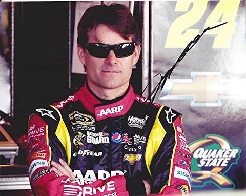 AUTOGRAPHED Jeff Gordon #24 AARP/Drive to End Hunger Racing GARAGE AREA POSE (Hendrick Motorsports) Signed Collectible Picture NASCAR 8X10 Inch Glossy Photo with COA
