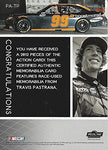 TRAVIS PASTRANA 2012 Press Pass Red Line Racing PIECES OF THE ACTION (2-Color Firesuit, Glove, Shoe) Boost Mobile Rare Rookie Rare Insert Collectible NASCAR Trading Card (#20 of 25)