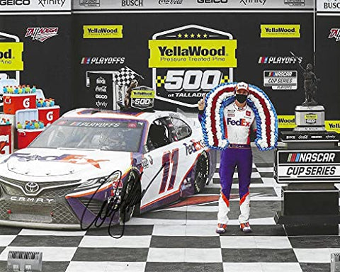 AUTOGRAPHED 2020 Denny Hamlin #11 FedEx Team TALLADEGA RACE WIN (YellaWood 500 Playoff Race) Joe Gibbs Racing NASCAR Cup Series Signed Picture 8X10 Inch Glossy Photo with COA