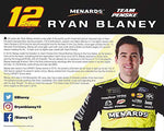 AUTOGRAPHED 2019 Ryan Blaney #12 Cardell Cabinetry/Menards Ford Mustang (Team Penske Racing) Monster Energy Cup Series Signed Collectible Picture NASCAR 8X10 Inch Official Hero Card Photo with COA