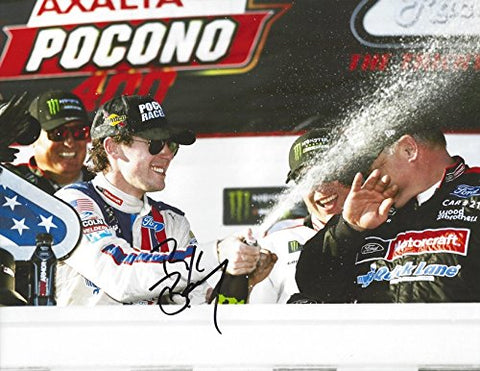 AUTOGRAPHED 2017 Ryan Blaney #21 Motorcraft Racing POCONO 400 RACE WIN (Victory Lane Champagne Spray) Monster Energy Cup Series Signed Collectible Picture NASCAR 9X11 Inch Glossy Photo with COA