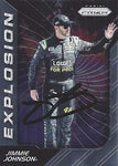 AUTOGRAPHED Jimmie Johnson 2018 Panini Prizm Racing EXPLOSION (#48 Lowes For Pros Team) Hendrick Motorsports Insert Signed NASCAR Collectible Trading Card with COA