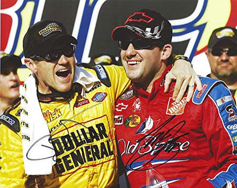 2X AUTOGRAPHED Tony Stewart & Bobby Labonte #33 Old Spice/Dollar General Racing (Busch Series) Vintage Dual Signed Picture 8X10 Inch NASCAR Glossy Photo with COA