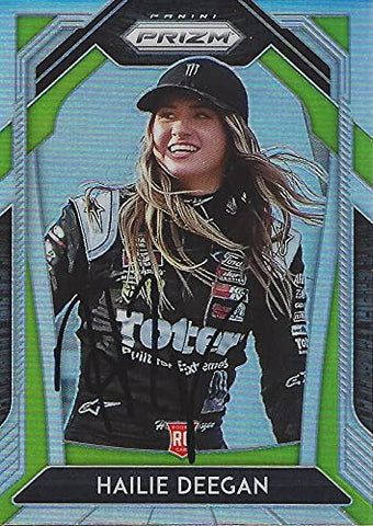 AUTOGRAPHED Hailie Deegan 2020 Panini Prizm Racing RARE ROOKIE PRIZM (#4 Toter Driver) ARCA Series Official Rookie Signed Collectible NASCAR Trading Card with COA