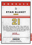 AUTOGRAPHED Ryan Blaney 2018 Panini Donruss Racing (#21 Wood Brothers Team) Monster Cup Series Rare Black Border Insert Signed NASCAR Collectible Trading Card with COA