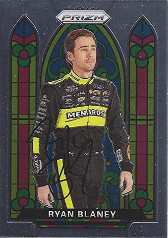 AUTOGRAPHED Ryan Blaney 2020 Panini Prizm Racing STAINED GLASS (#12 Menards) Team Penske NASCAR Cup Series Insert Signed Collectible Trading Card with COA