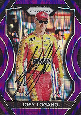 AUTOGRAPHED Joey Logano 2018 Panini Prizm Racing RARE PURPLE PRIZM (#22 Pennzoil Penske Team) Insert Signed NASCAR Collectible Trading Card with COA
