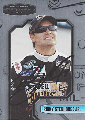 AUTOGRAPHED Ricky Stenhouse Jr. 2011 Press Pass Stealth Racing (#6 Blackwell Angus Beef Team) Roush Ford Nationwide Series Chrome Signed NASCAR Collectible Trading Card with COA