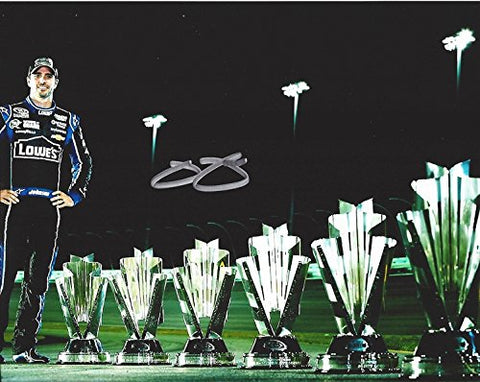 AUTOGRAPHED 2013 Jimmie Johnson #48 Lowe's Racing 6X CHAMPION (Trophy Pose) Signed Picture 8X10 NASCAR Glossy Photo with COA