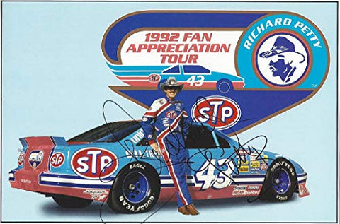 AUTOGRAPHED 1992 Richard Petty #43 STP Racing Team FAN APPRECIATION TOUR (Final Season Retirement) Vintage Signed Collectible Picture NASCAR 7X9 Inch Hero Card Photo with COA