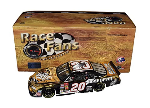 AUTOGRAPHED 2002 Tony Stewart #20 The Home Depot WINSTON CUP CHAMPION (Race Fans Only) 24K GOLD Joe Gibbs Racing Vintage Signed 1/24 Scale NASCAR Diecast with COA (1 of only 2,508 produced)