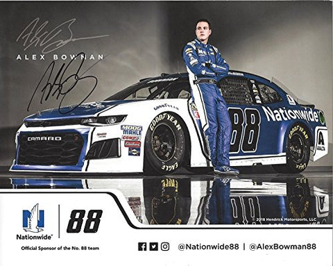 AUTOGRAPHED 2018 Alex Bowman #88 Nationwide Insurance Racing Team (Hendrick Motorsports) Monster Energy Cup Series Picture 8X10 Inch Signed NASCAR Collectible Hero Card Photo with COA