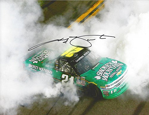 AUTOGRAPHED 2016 Johnny Sauter #21 Smokey Mountain Snuff Herball Snuff Racing DAYTONA RACE WIN (Victory Burnout) Truck Series Signed Collectible Picture NASCAR 9X11 Inch Glossy Photo with COA