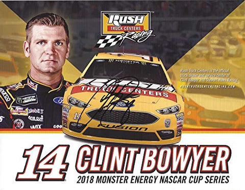AUTOGRAPHED 2018 Clint Bowyer #14 Rush Truck Centers Ford Fusion Team (Stewart Haas Racing) Monster Energy Cup Series Signed Collectible Picture NASCAR 9X11 Inch Hero Card Photo with COA