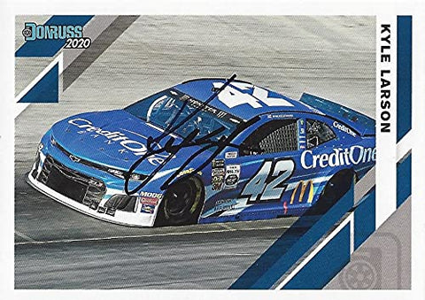 AUTOGRAPHED Kyle Larson 2020 Panini Donruss (#42 Credit One Bank) Chip Ganassi Racing Monster Cup Series Signed NASCAR Collectible Trading Card with COA