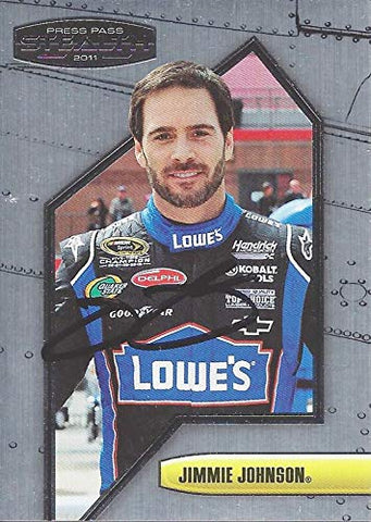AUTOGRAPHED Jimmie Johnson 2011 Press Pass Stealth Racing (#48 Team Lowes Driver) Hendrick Motorsports Chrome Signed NASCAR Collectible Trading Card with COA