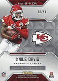 KNILE DAVIS 2016 Panini Spectra Football SPECTRA SIGNATURES AUTOGRAPH (Kansas City Chiefs) Rare Blue Parallel Signed Insert NFL Collectible Football Trading Card #18/50