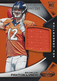 PAXTON LYNCH 2016 Panini Certified Football NEW GENERATION ROOKIE GAME-WORN JERSEY (Denver Broncos) Orange Parallel Rare Insert NFL Collectible Trading Card #044/399