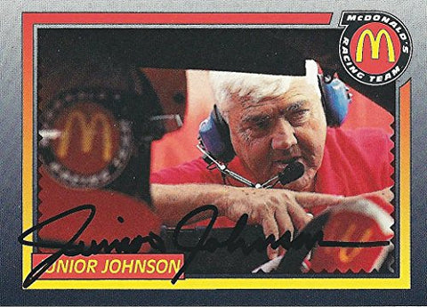 AUTOGRAPHED Junior Johnson 1992 Maxx Racing (Team Owner) McDonalds Race Team Rare Promo Signed Collectible NASCAR Trading Card with COA