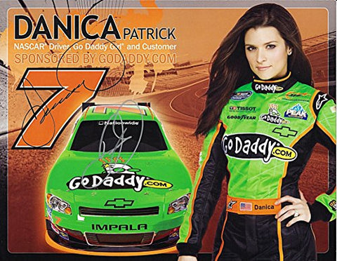 2X AUTOGRAPHED 2011 Danica Patrick & Dale Earnhardt Jr. #7 GoDaddy (Jr Motorsports) Nationwide Rookie Signed 9X11 NASCAR Hero Card with COA