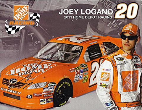 AUTOGRAPHED 2011 Joey Logano #20 The Home Depot Racing (Joe Gibbs) Signed 9X11 NASCAR Hero Card with COA