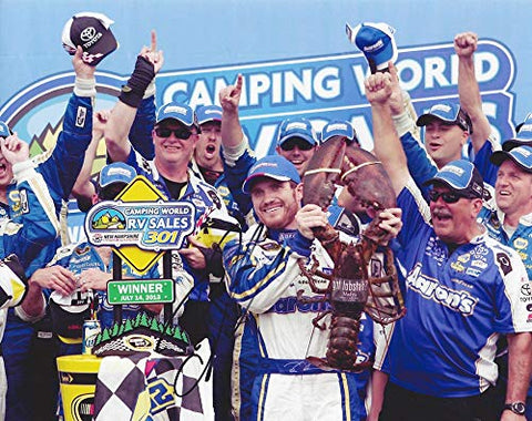 AUTOGRAPHED 2013 Brian Vickers #55 Aarons Racing Team NEW HAMPSHIRE RACE WIN (Victory Lane Lobster) Signed Collectible Picture NASCAR 8X10 Inch Glossy Photo with COA