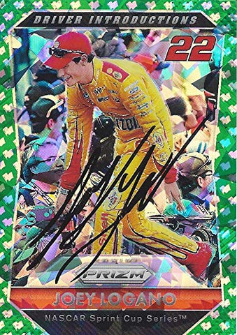 AUTOGRAPHED Joey Logano 2016 Panini Prizm Racing DRIVER INTRODUCTIONS (#22 Pennzoil Penske Team) Green Parallel Insert Signed NASCAR Collectible Trading Card with COA #073/149