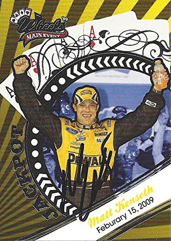 AUTOGRAPHED Matt Kenseth Matt Kenseth 2009 Wheels Main Event Racing JACKPOT (Race Win) #17 DeWalt Roush Team Signed Collectible NASCAR Trading Card with COA