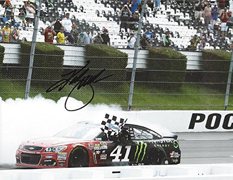 AUTOGRAPHED 2016 Kurt Busch #41 Haas - Monster Racing POCONO RACE WIN BURNOUT (Checkered Flag) Sprint Cup Series Signed Collectible Picture NASCAR 9X11 Inch Glossy Photo with COA