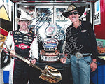 2X AUTOGRAPHED Austin Dillon & Richard Petty 2013 EL DORA WIN (Trophy Pose) Signed 8X10 NASCAR Glossy Photo with COA