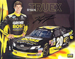 AUTOGRAPHED 2013 Ryan Truex #20 Grime Boss Racing (Nationwide Series) Signed 8X10 NASCAR Promo Hero Card with COA