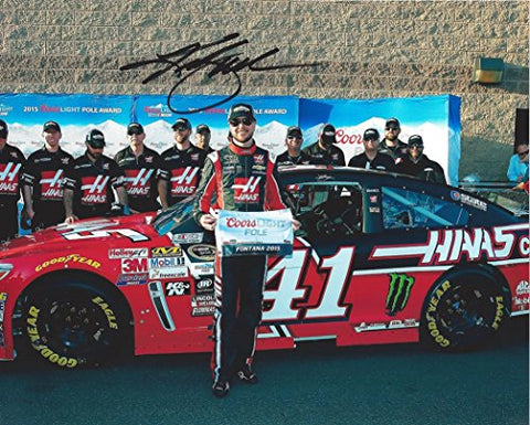 AUTOGRAPHED 2015 Kurt Busch #41 Haas Automation Racing FONTANA COORS LIGHT POLE AWARD (Sprint Cup Series) Signed Collectible Picture NASCAR 8X10 Inch Glossy Photo with COA