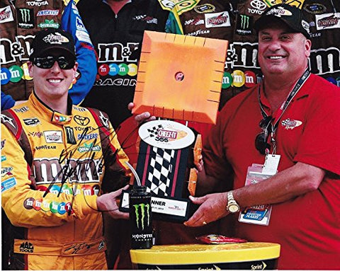 AUTOGRAPHED 2013 Kyle Busch #18 M&M's Racing WATKINS GLEN WIN (Cheez-It 350 Trophy) Signed 8X10 NASCAR Glossy Photo w/COA