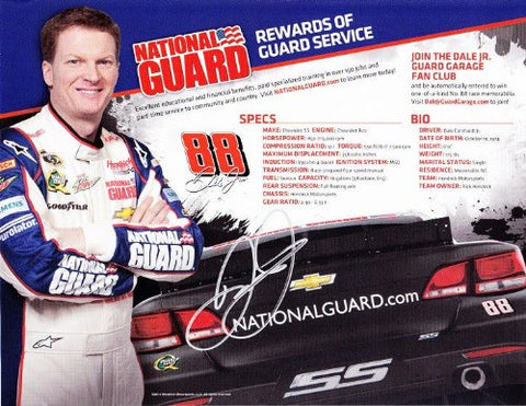 AUTOGRAPHED 2013 Dale Earnhardt Jr. #88 National Guard Racing (Chevy SS) 9X11 NASCAR Hero Card w/COA
