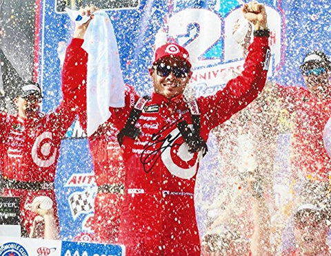 AUTOGRAPHED 2017 Kyle Larson #42 Target Racing AUTO CLUB 400 CALIFORNIA RACE WIN (Victory Lane Celebration) Monster Energy Cup Series Signed Collectible Picture NASCAR 9X11 Inch Glossy Photo with COA