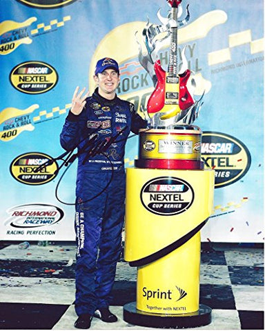 AUTOGRAPHED 2005 Kurt Busch #97 Crown Royal Racing RICHMOND WIN (Chevy Rock N Roll 400) Media Trophy Pose Vintage 8X10 Signed Picture NASCAR Glossy Photo with COA