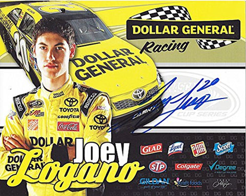 AUTOGRAPHED 2012 Joey Logano #20 Dollar General Racing (Gibbs) Signed 8X10 NASCAR Hero Card with COA