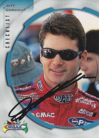 AUTOGRAPHED Jeff Gordon 1999 Maxx Racing CHECKLIST (#24 DuPont Team) Hendrick Motorsports Winston Cup Series Vintage Signed NASCAR Collectible Trading Card with COA