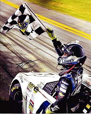 AUTOGRAPHED 2013 Jimmie Johnson #48 Lowe's Racing CHECKERED FLAG WIN (Hendrick) 8X10 SIGNED NASCAR Glossy Photo w/COA