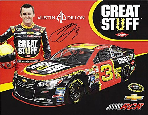 AUTOGRAPHED 2014 Austin Dillon #3 DOW Racing (Great Stuff) RCR Team Signed Glossy 9X11 NASCAR Hero Card Photo with COA